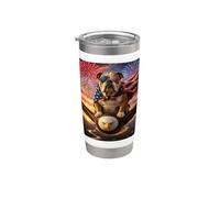 Bulldog sur un aigle à tête blanche avec drapeau américain USA Gobelet isotherme en acier inoxydable double paroi