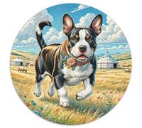 Bulldog Terrier 1000 Pièces Puzzle Rond Cadeau Irrégulière Puzzle Circulaire Difficile Puzzles Classiques 1000pcs (67.5x67.5cm)