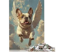 Bulldog with Angel Wings A Tribute to A Loyal Friend Puzzle 1000 Pieces Cadeau Unique Jeu Éducatif Défi Jouet À De Qualité Supérieure Peinture Art pour Adultes Et Enfants À Partir De 12 Ans 1000pcs