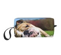 Bulldogs Anglais Chiens fatigués Animaux de pelouse Anglais, Trousse de Maquillage Trousse à cosmétiques Trousse de Toilette de Voyage Portable Pochette de Maquillage