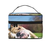 Bulldogs Anglais Chiens fatigués Animaux de pelouse Anglais, Trousse de Maquillage Trousse à cosmétiques Trousse de Toilette de Voyage Portable Trousse à Crayons