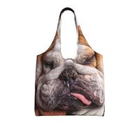 Bulldogs anglais Muselière Animaux de compagnie Chiens endormis,Sacs fourre-tout réutilisables, sacs d'épicerie, sac à bandoulière en toile de grande capacité