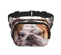 Bulldogs Anglais : muselières pour Animaux de Compagnie, Chiens endormis,Sac Banane carré Double Couche, Sac de Poitrine