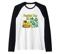Bulldozer Lucky Construction Pushing My Luck St Paddy Day 67 Manche Raglan