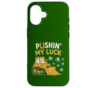 Bulldozer Pushing My Luck pour la Saint-Patrick 6 7 Lucky Numbers Coque pour iPhone 16