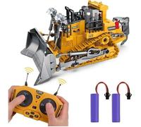 Bulldozer Tlcommand Jouet Vhicule de Construction Entirement Fonctionnel 24GHz 9 Canaux avec Lumires et Sons Jaune PZCC