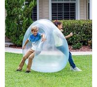 Bulle Gonflable Géante, HOVCEH 120cm Grande Bumper Ball, TPR Ballon Gonflable Géant, Transparent Ballon Geant Pour Plage, Jardin, les Fêtes en Plein Air (Bleu)
