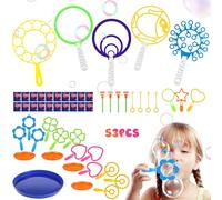 Bulles de Savon Enfant 53 Pcs Kit Savon Enfant, 33 Produit Bu-lle en-Fant, 20 Recharge Bu-lles de S-Avon en-Fant, Ensemble de Jouets à B-ulles Géantes pour Activités de Plein Air, Mariage, Fête D'été