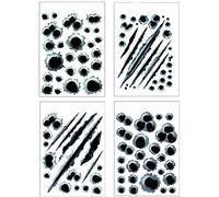 Bullet Hole Stickers Set 4 Sheets Bubble Holes and Stripes Stickers, Car Stickers for Laptops, Children, Cars, Motorcycle, Bike, Skateboard Luggage, Bumper, Waterproof