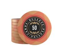 Bullets Playing Cards, 25 x Clay Poker Chips Adriana pour kit de poker, différentes valeurs, diamètre 4 cm, poids 14 g (50 pièces)