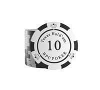 Bullets Playing Cards, Carmela Lot de 25 jetons de Poker en Argile pour Jeu de Poker, Valeur 10-14 g, diamètre 4 cm, Couleur Blanc/Noir