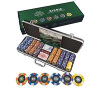 Bullets Playing Cards, Coffret de poker Richie, Set de poker, Avec 500 jetons de poker en céramique avec valeurs imprimées, Avec bouton de dealer en céramique, lot de 2 cartes de poker