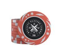 Bullets Playing Cards, Janice Lot de 25 jetons de poker en plastique pour jeu de poker - Valeur : 50 - Diamètre : 4 cm - Poids : 11,5 g