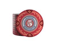 Bullets Playing Cards, Lot de 25 jetons de Poker en Argile Tony pour Jeu de Poker, Valeur 5-14 g, diamètre 4 cm, Couleur Rouge