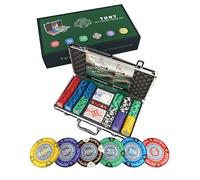 Bullets Playing Cards | Mallette de Poker 300 Jetons Clay 14g - Coffret Complet avec Cartes, dés et Bouton Dealer en céramique - Design Tony