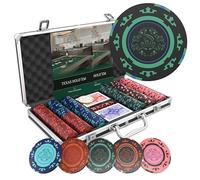 Bullets Playing Cards | Mallette de Poker 300 Jetons Clay 14g - Coffret Complet avec Cartes, dés et Bouton Dealer en céramique - Design Corrado, sans valeurs.