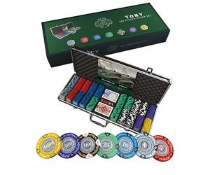 Bullets Playing Cards | Mallette de Poker 500 Jetons Clay 14g - Coffret Complet avec Cartes, dés et Bouton Dealer en céramique - Design Tony