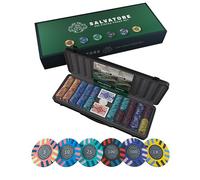 Bullets Playing Cards | Mallette de Poker 500 Jetons Clay sans Noyau métallique 10g - Coffret Complet avec Cartes, dés et Bouton Dealer en céramique - Design Salvatore