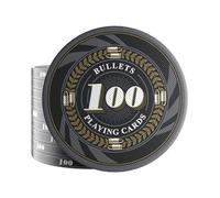 Bullets Playing Cards, Silvio Lot de 25 jetons de Poker en céramique pour Jeu de Poker, avec valeurs, 10 g, 4 cm de diamètre (Noir (Valeur : 100))