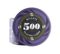 Bullets Playing Cards, Silvio Lot de 25 jetons de poker en céramique pour set de poker, avec valeurs, 10 g, 4 cm de diamètre (violet (valeur : 500))