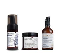 Bullfrog | Kit de soins visage et barbe pour homme | Mousse nettoyante anti-pollution, Pâte exfoliante nettoyante pour barbe, Baume multifonction Agnostico | Nettoie, Exfolie, Hydrate