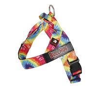 BULLHUG Harnais réglable pour chien - Pas de traction, pas d'étouffement - Pour bouledogues anglais, bouledogues français, carlins et races à poitrine large - Promenades faciles et sûres (Tie Dye, M)