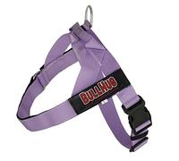 BULLHUG Harnais réglable pour chien - Pas de traction, pas d'étranglement - Pour bouledogues anglais, bouledogues français, carlins et races à poitrine large - Promenades faciles et sûres (violet