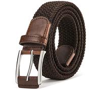 BULLIANT Ceinture Homme, Tressée de Golf Ceinture Tissus Femme et Homme Ceinture Élastique 35mm(Marron profond,115cm/36-40" taille réglable)