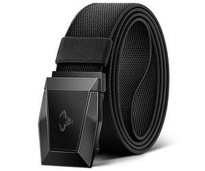 BULLIANT Ceinture Tactique, Ceinture Homme Militaire Travail Pompier Ceinturon 3,8cm,Boucle à Dégagement Rapide(Noir-125cm/38-42" taille réglable)