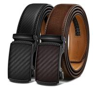 BULLIANT Ceintures Homme 2 Pack Ceinture à Cran Glissante Ajustable pour Homme Pantalons Ville Décontractés Oxfords 3.5 cm Taillée pour l Ajustement(Noir/Marron Foncé,130cm/38-44" taille réglable)