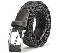 BULLIANT Tissée Élastique Ceinture Pour Hommes et Femmes-Ceinture En Extensible Tressé Multicolors Fabirc 35MM - Gris Foncé - 115cm/38 -42 taille réglable