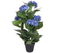 Bulliing Hortensia artificiel avec pot de 60 cm - Bleu - Arbres artificiels d'extérieur - Cycas - Palmier areca - Phénix Fougère Tropciale - Plantes décoratives en pot pour intérieur et extérieur