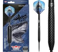 BULL'S Shark Pro Black Fléchettes en acier 90 % tungstène - 25 g | Barils droits précis avec grip unique en forme de requin