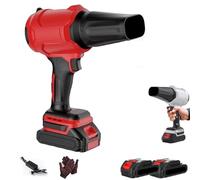 Bullseye Blower, Bullseye Cordless Turbo Super Power Air Duster, Turbo-Charged Motor, Lightweight and Cordless Design, with 3-Piece Nozzle Kit for Yard, Garage Cleaning (Red Two Batteries)
