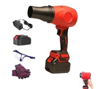 Bullseye Blower, Bullseye Pro Hand Held Power Mini Air Leaf Blower Cordless, Dual Battery Multi-Purpose Cleaner for Yard, Garage & Outdoor Cleaning, BBQ (Black-Red)