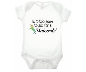 Bullshirt's Il est trop Tôt pour demander pour une Licorne à manches courtes Body blanc blanc 0-3 mois