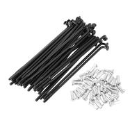 BULLSPANN 1 Kit De 36 Rayons De Roue 14G 74mm + Tétons Noir Acier Carbone | Diamètre Arbre 2mm, Tête 4mm, Téton 12x6mm, Pour Reconstruction Roue Vélo, Martlage Continu, Résistance Chocs