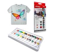 BullTek Lot de 12 Couleurs permanentes pour Tissus, Peinture Acrylique Tempera à Base d'eau pour Peindre Le Tissu, Le Cuir, idéale pour Les t-Shirts, Sacs, Jeans, Chaussures, vêtements, Cuir, pour dé