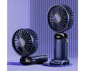 BullTek Ventilateur Portable Rechargeable avec Charnière Pliable pour Table et Cou Mini Ventilateur USB à 5 Vitesses Silencieux et Compact pour la Maison, le Bureau et Les Voyages (BLU)