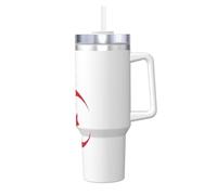 Bully de glace avec poignée et paille - Motif drapeau de l'Algérie - Bouteille isotherme pour boissons chaudes et froides - 1,2 l