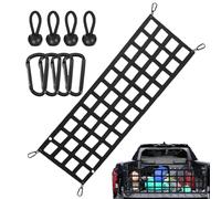 Bully Filet de hayon de Camion - 152,4 x 45,7 cm | Filet de séparation Robuste pour lit de camionnette - Pleine Grandeur avec Crochets et Cordes Extensibles pour Un Rangement sécurisé