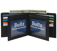 Bullz Portefeuille européen hipster épais pour homme 20 cartes et 2 fenêtres pour carte d'identité, noir, one size, Portefeuille à deux volets