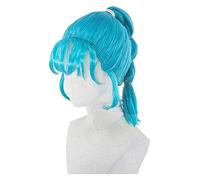 Bulma - Perruque de cosplay - Bleu - Pour filles et femmes - Pour Halloween, carnaval, fête, cadeau