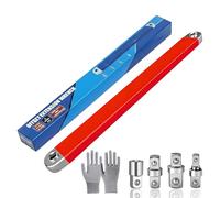 Bulnire 2026Offset Extension Wrench, Offset Key, High Carbon Steel Offset Extension Wrench Includes 1/4", 3/8" & 1/2" Adapters, Torque Tool for Narrow Spaces in Automotive Engine Compartment (Red)