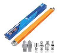 Bulnire 2026Offset Extension Wrench, Offset Key, High Carbon Steel Offset Extension Wrench Includes 1/4", 3/8" & 1/2" Adapters, Torque Tool for Narrow Spaces in Automotive Engine Compartment (Orange)