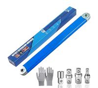 Bulnire 2026Offset Extension Wrench, Offset Key, High Carbon Steel Offset Extension Wrench Includes 1/4", 3/8" & 1/2" Adapters, Torque Tool for Narrow Spaces in Automotive Engine Compartment (Blue)