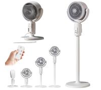 Bulnire DC motor pedestal fan, 20dB very quiet fan, 30m range, 5 speed settings with natural wind, 8-hour timer, height adjustable for home, bedroom, office (2Pcs Grey)