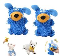 Bulnire Jouet De Nettoyage des Dents avec Couineur Aux Couleurs du Chien, Jouet à MâCher Interactif en Peluche, Jouet Anti-Stress pour Petits Chiens (Bleu x 2)