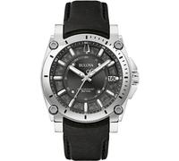 Bulova Montre-bracelet Icon Classic 96B416 Hommes Quartz Noir Bracelet cuir Étanche 30 ATM