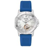 BULOVA 96L324 Marine Star automatique Montre femme caoutchouc bleu